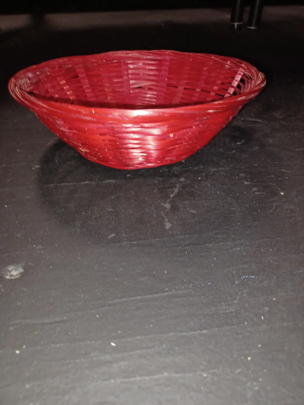 Source Unknown Red Wicker Round Basket